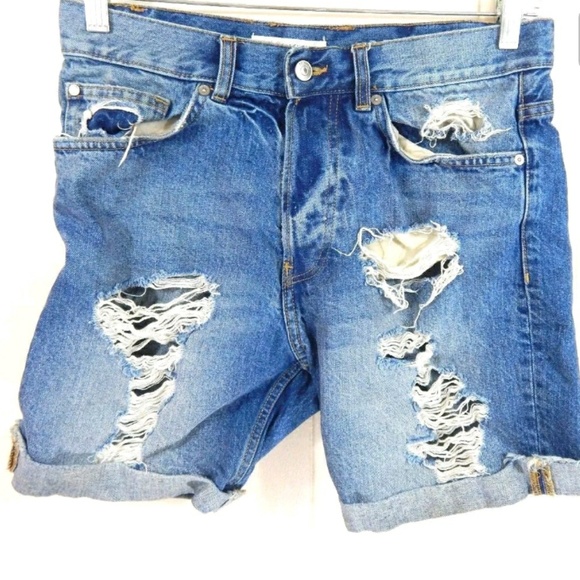mens denim shorts h&m